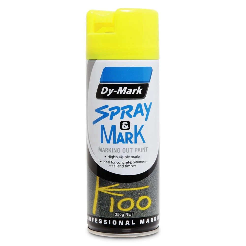 Dy-Mark 40013525 Spray & Mark 350g Marking Out Paint – Fluoro Yellow 1 Dy-Mark 40013525 Spray & Mark 350g Marking Out Paint – Fluoro Yellow