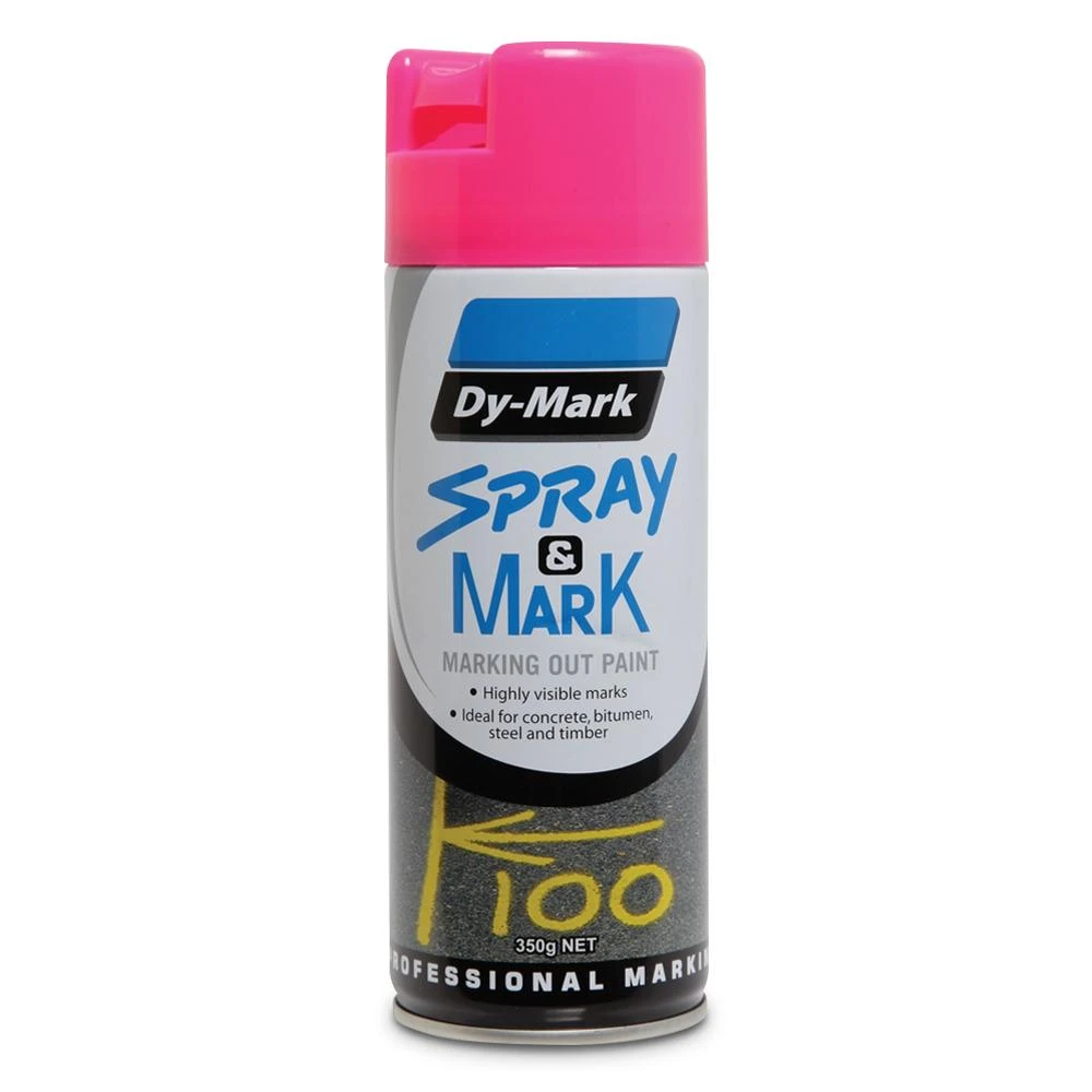 Dy-Mark 40013529 Spray & Mark 350g Marking Out Paint – Fluoro Pink 1 Dy-Mark 40013529 Spray & Mark 350g Marking Out Paint – Fluoro Pink