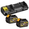 DeWalt DCB132T2-XE 18/54V FlexVolt Dual Port Battery Charger & 6.0Ah Batteries Pack
