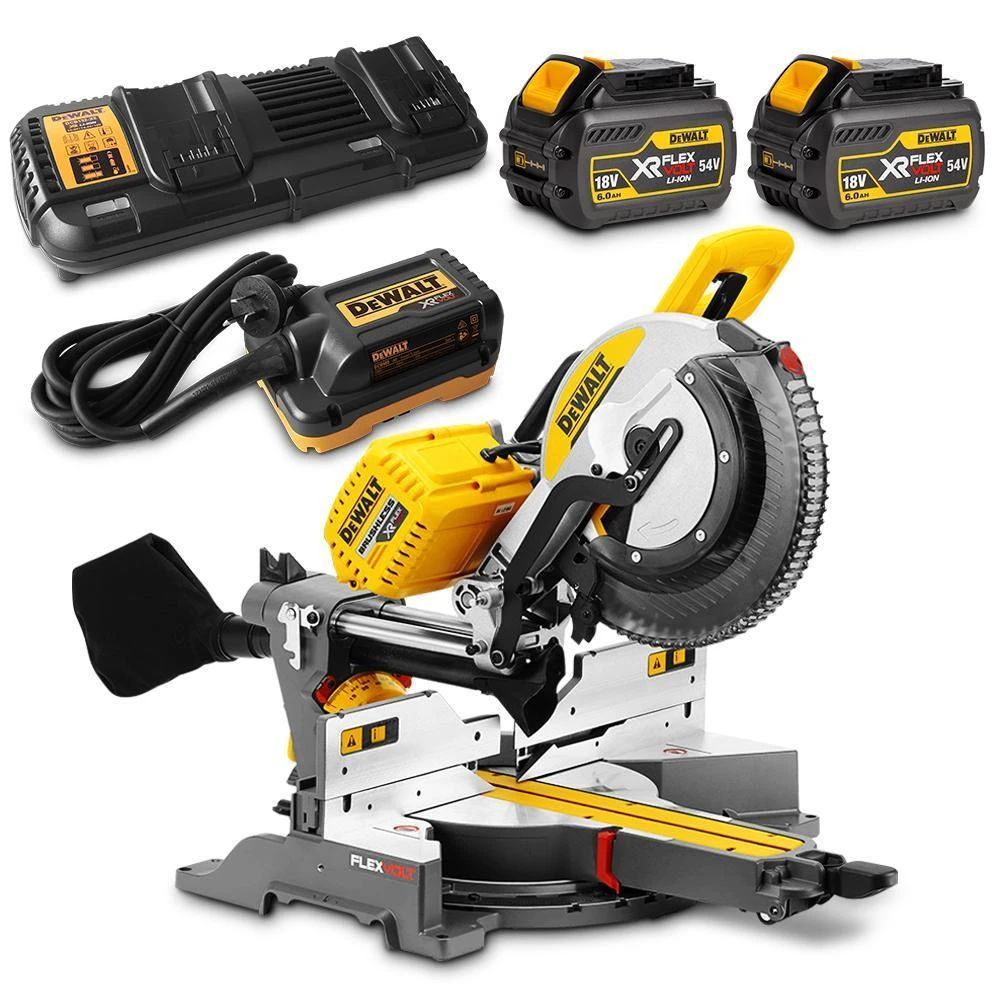 DeWalt DHS780T2A-XE FlexVolt 54V Li-Ion Cordless/Corded Mitre Saw 6.0Ah Combo Kit – 305mm 1 DeWalt DHS780T2A-XE FlexVolt 54V Li-Ion Cordless/Corded Mitre Saw 6.0Ah Combo Kit – 305mm