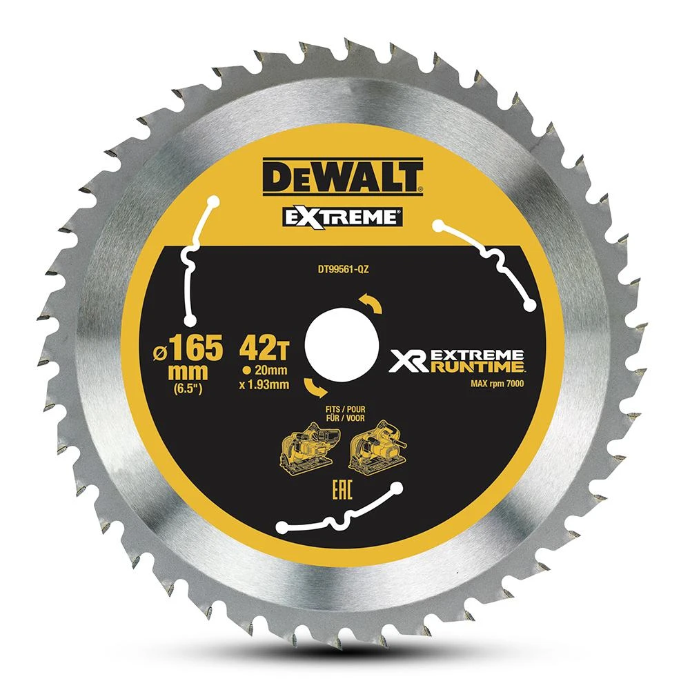 DeWalt DT99561-QZ EXTREME 165mm (6-1/2″) 42T Wood Circular Saw Blade 1 DeWalt DT99561-QZ EXTREME 165mm (6-1/2″) 42T Wood Circular Saw Blade