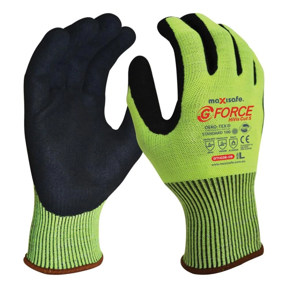 Maxisafe GTH238 G-Force Hi-Vis Cut D Glove 1 Maxisafe GTH238 G-Force Hi-Vis Cut D Glove