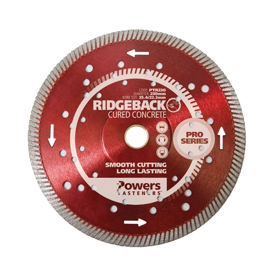 Powers PTR230 RIDGEBACK 230mm (9″) Turbo Rim Diamond Blade 1 Powers PTR230 RIDGEBACK 230mm (9″) Turbo Rim Diamond Blade