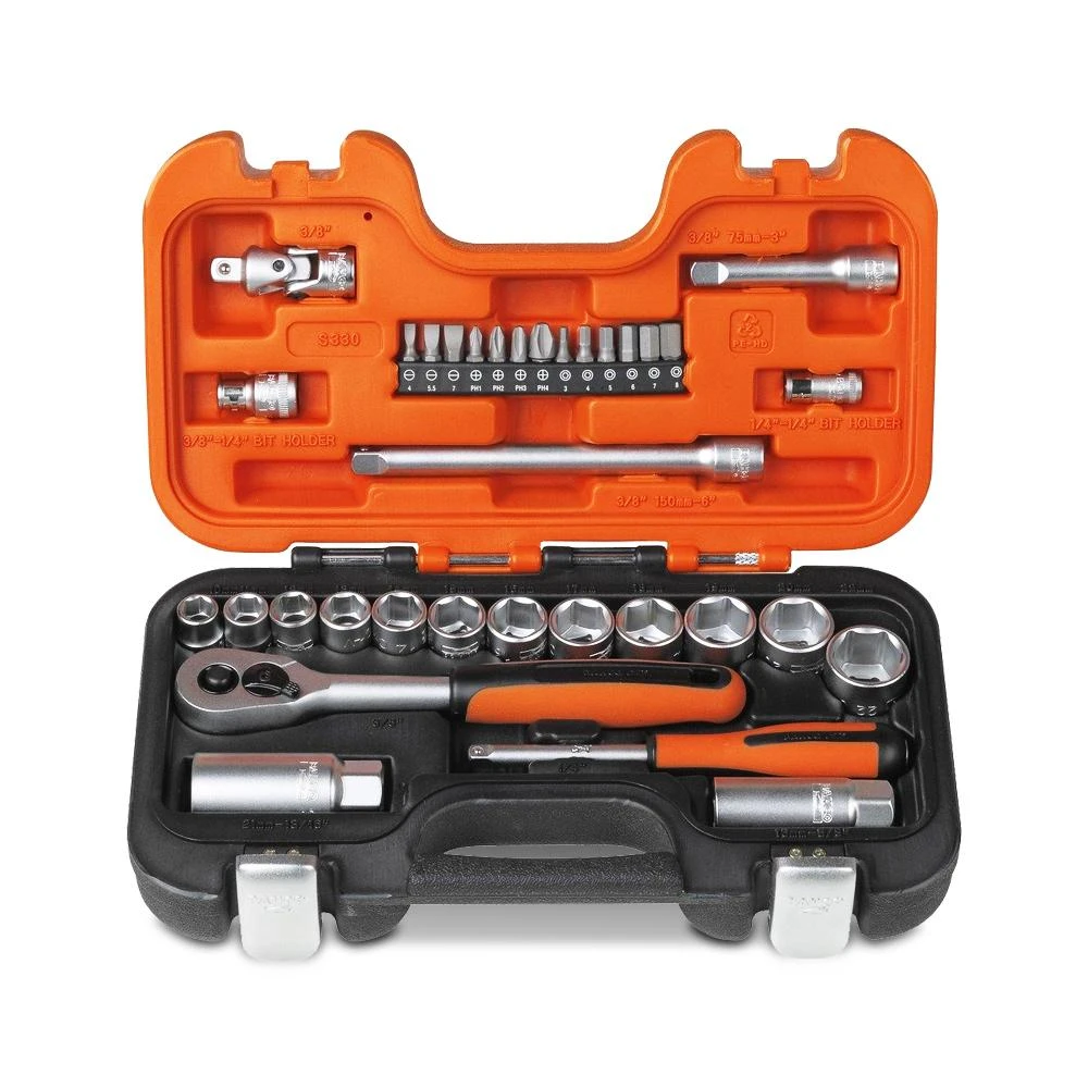 Bahco S330 34 Piece 1/4″ & 3/8″ Drive Metric Socket Set 1 Bahco S330 34 Piece 1/4″ & 3/8″ Drive Metric Socket Set